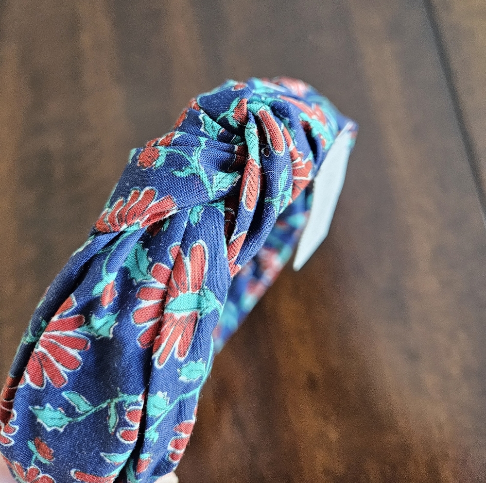 J.Crew floral knot headband, blue/ Red - Picture 3 of 3